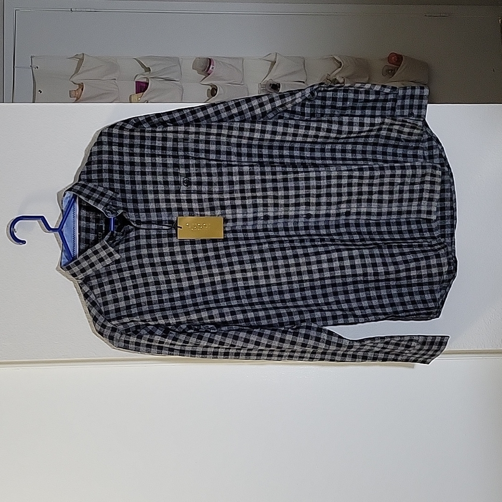 Black and Gray Plaid Gucci Button Up